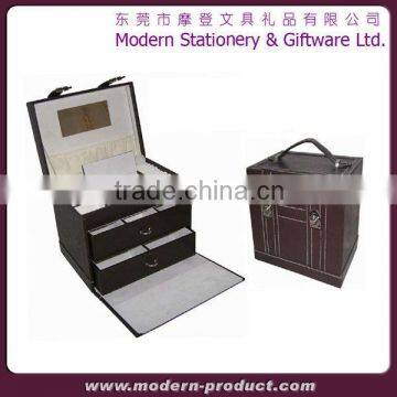 New design PU leather jewelry box with mirror