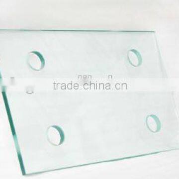 Rectangular tempered float glass with drilling