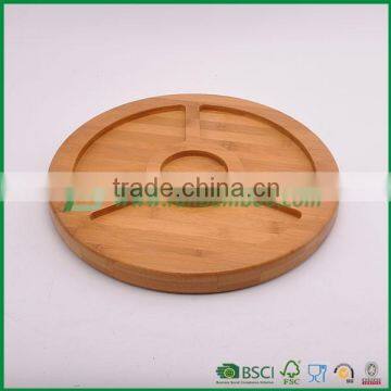 Solid round bamboo wooden serving tray with 4 sections                        
                                                                                Supplier's Choice