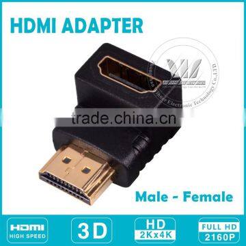 Right angle HDMI adapter male to female M-F black