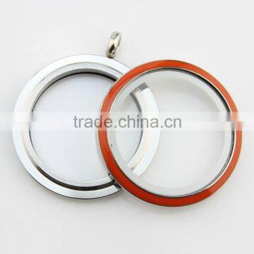 DIY 30mm Orange Enamel Colored 316L Stainless Steel Screw Large Floating Charms Locket photo-2