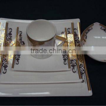 on sale square wind shape heavy royal fine bone china gold melamine plate                        
                                                Quality Choice