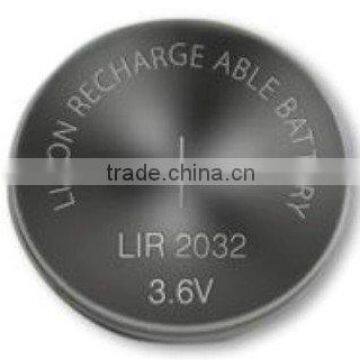 3.6v Li-ion rechargeable battery LIR2032 button battery