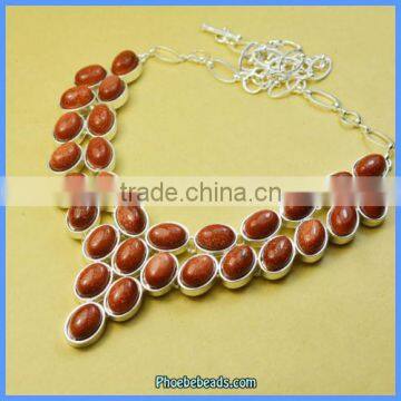 Wholesale High Quality Gold Sandstone Choker Gemstone Beads Necklaces GN-N011