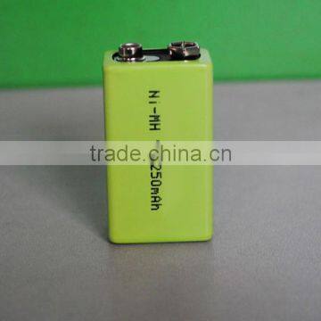 High quality 250mAh rechargeable 6f22 9v battery