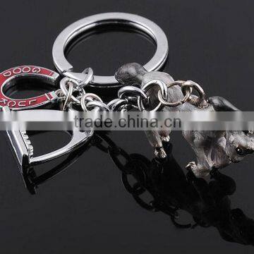 3D racing horsr hard plastic silver metal keychain