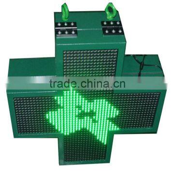 P10 single green no pedestal LED cross pharmacy sign