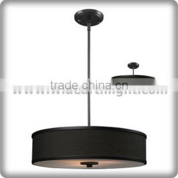 UL Listed Hotel Room Black Fabric Hanging Lamp With Acrylic Bottom Diffuser C50292
