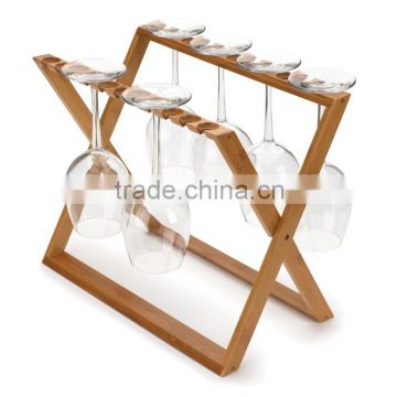 Natural Bamboo Wine Glass Holder Kitchen Stemware Display Bamboo Stemware Drying Rack                        
                                                Quality Choice