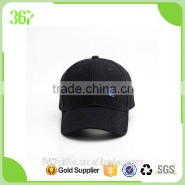 2015 Fashion Design Cotton Promotional Six Panel Black Adults Baseball Cap