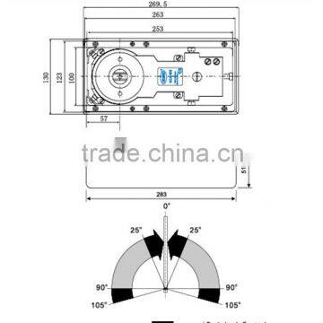 Two Speed Adjusted Stainless Steel Floor Spring / Double Cylinder Hydraulic Floor Hinge/hydrauic Bottom Pivot Door Closer(DL-14) photo-2