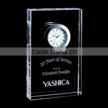 Wholesale custom logo crystal glass stand clock for souvenirs gift