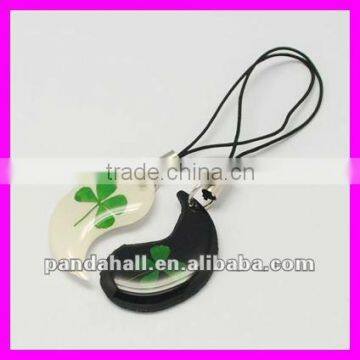 Resin Luck Clover Pendant Yin and Yang Mobile Phone Straps for Valentines(MOBA-R099)