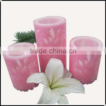 pink pillar LED crafts candles with carving wax