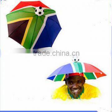 Hands Free Flag Personalized Brazil Head Shape Hat umbrella