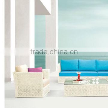 elegant fabric white cane rattan sofa- aluminum frame ratan corner sofa set