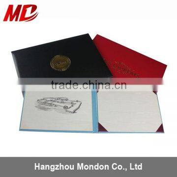 Leatherette Graduation Certificate Holders Four Satin Corners with Printed Moire Fabric-Panoramic Style