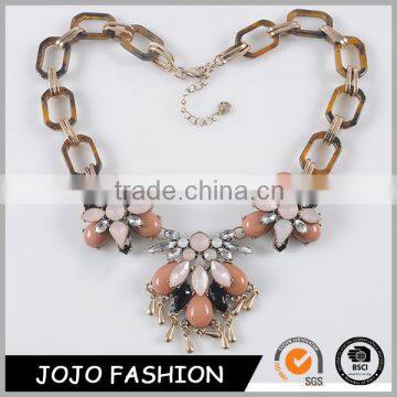 European Style Fashion Elegant Vintage Crystal Flower Statement Necklace