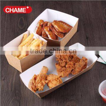 Promotion eco-friendly high quality kraft paper food packing box for fried chicken boat tray