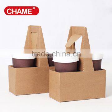 Portable kraft paper coffee cup carrier for single use