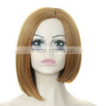 Fashion Women's Short Straight Hair BOBO Side Bangs Black Color Mixing Wig Cosplay Heat Resistant Synthetic African American Wig