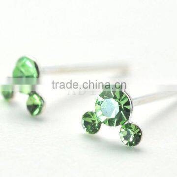 Lovely Mickey head nose piercing Titanium nose stud claw with Zircon