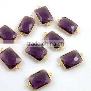 The Gopali Jewellers Gold Plated Amethyst Hydro Bezel Gemstone Connector