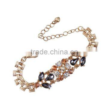 New design fashion vintage elegant mixed diamond chains heart bracelet