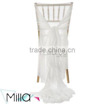 Fancy White Blush Pink Chiffon Ruffled Wedding Chair Covers Chair Sash Hood Banquet Chair Cover                        
                                                Quality Choice