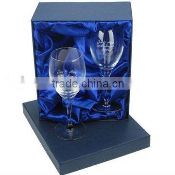 High End Luxury Customise Paper Packaging Top and Bottom Glass Gift Box with Foam and Satin Insert