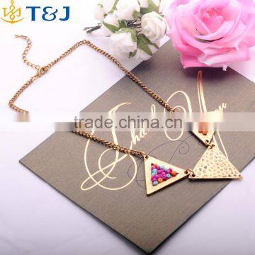 <<<2016 Hot Alloy Fashion Bohemian Style Geometrical Triangle Beaded Necklace Jewelry for Women/