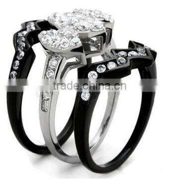 China Factory Direct Wholesale Jewelry Fashion Black Stainless Steel Wedding Ring Set