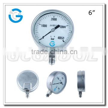 high quality all stainless steel high oil pressure gauge with bottom connection 4000bar