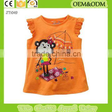 2015 New Design Girls Boutique T-shirt Kids Models Splice Baby Girl T Shirt Printing With Animal