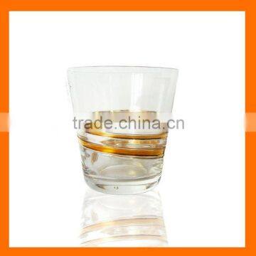 Hand blown golden line wrapped glass cups,tumblers,drinking glass