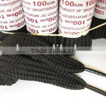 Wide Black Flat Shoelaces