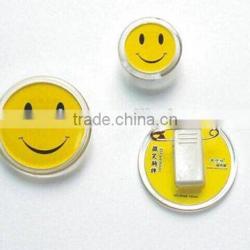 acrylic button badge smiling face badge