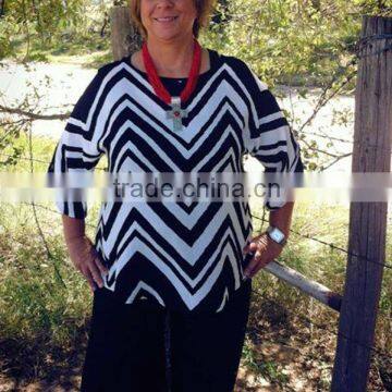 Black Chevron Stripe Pattern Women Fashion Blouse 2014 Tops L1638