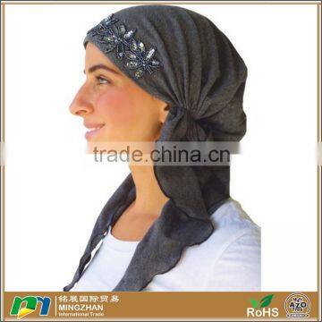 Charcoal Grey Fancy Pre Tied Head Scarf Wrap Chemo Scarf Bandana