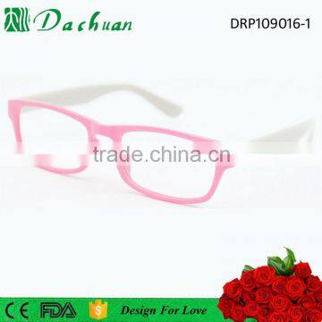 2016 new trendy plastic injection reading glasses frames with double solid milk color