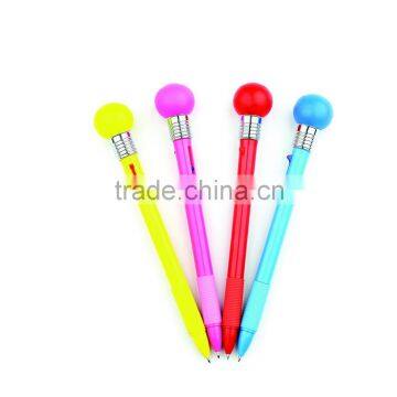 Cute ball pen top with round ball ballpen logo promotional plastic ball