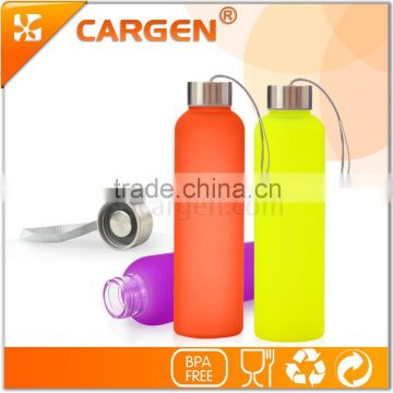 Wholesale high borosilicate frosted glass sport water bottle