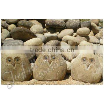 Carved Stone Owls, river stone owls