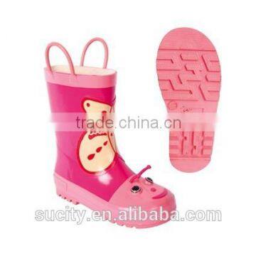 wholesale lovely non-slip high quality children rubber rain boots with handles