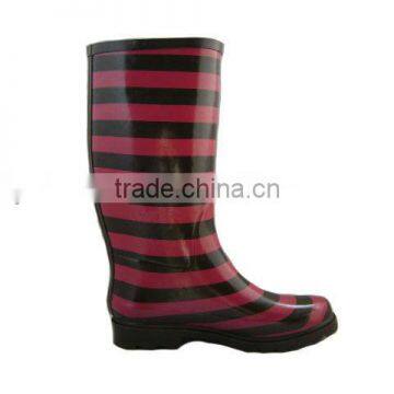 New look red and black strip rain shoe