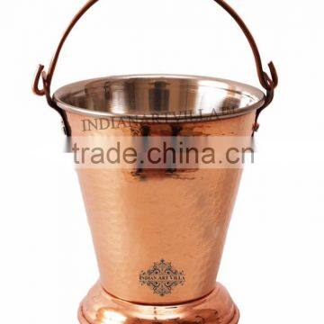 IndianArtVilla Handmade Traditional Copper Steel Bucket 400 ML - Vegetable Dish serving Restaurant Hotel Home Serveware