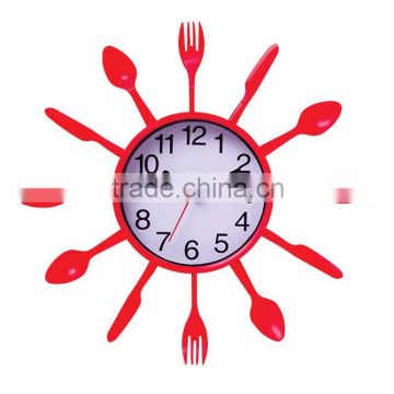 Colorful Kitchen Wall Clock with fork and knife