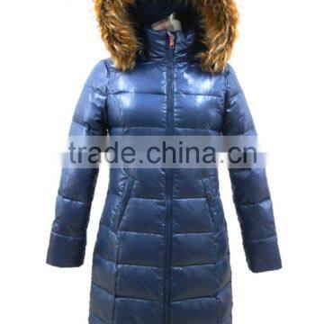 reversible long hair faux fur hood duck down feather womens bubble coat