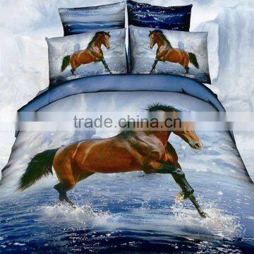 Wholesale china brown black white Horse animal 3D printed bedding set