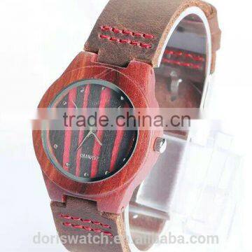 High Quality Fashion Green Maple Wood Watch Japan Miyota Movt Leather Strap Bamboo Wooden Watch photo-3